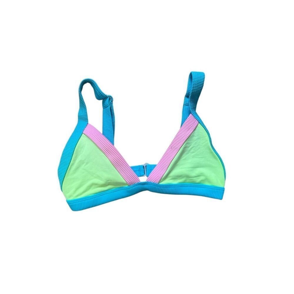 Oneone Kameron Triangle Bikini Top Lime green pink and blue medium